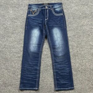 True Luck Mens Jeans Size 30x30 Dark Wash Blue Stretch Denim Slim Fit Low Rise